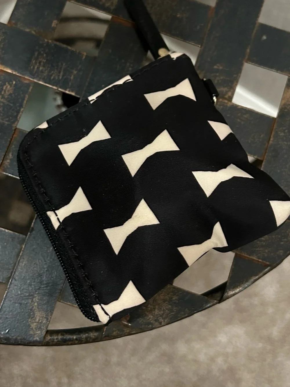 kate spade Black & Cream Bow Print Binky Travel Case